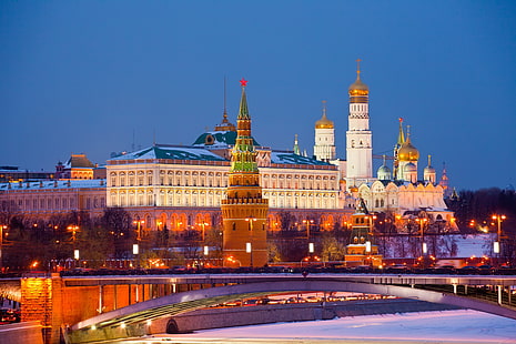 бежево-коричневое здание, город, москва, кремль, россия, кремль, HD обои HD wallpaper