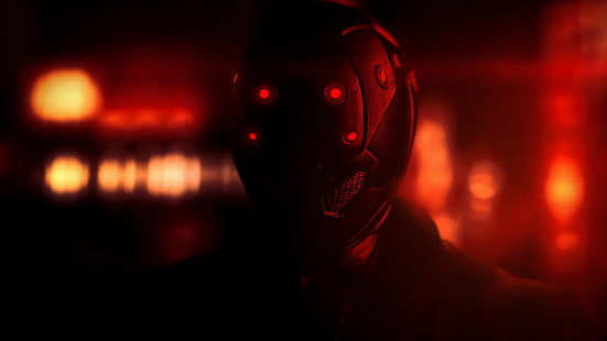 Cyberpunk, futuristisch, rot, dunkel, Science Fiction, HD-Hintergrundbild HD wallpaper