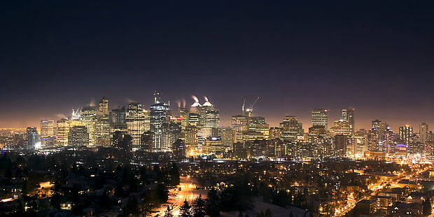 photography of high-rise building, calgary, calgary, Skyline, photography, high-rise building, city  calgary, cow, town, stampede, long exposure, city lights, panorama, winter, night, downtown, cityscape, urban Skyline, skyscraper, architecture, downtown District, city, urban Scene, famous Place, asia, building Exterior, built Structure, tower, business, HD wallpaper HD wallpaper