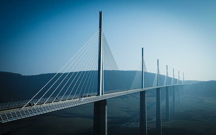 Viaduto de Millau, ponte branca e cinza, mundo, 2560x1600, ponte, frança, europa, viaduto, millau, HD papel de parede