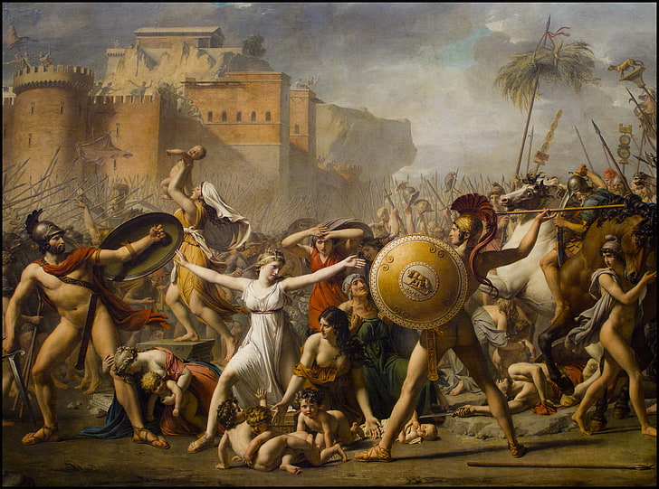 les sabines tableau romania war jacques louis david the intervention of the sabine women painting, HD wallpaper