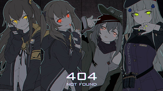 404 Ej hittad, Girls Frontline, animeflickor, glödande ögon, HD tapet HD wallpaper