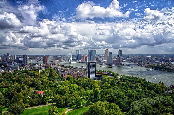Ciudades, Rotterdam, Nube, Puerto, Países Bajos, Cielo, Fondo de pantalla HD