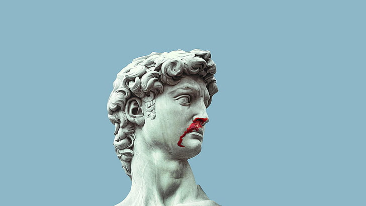 Statue of David, marble, blood, HD wallpaper
