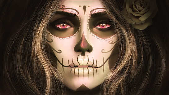 Animowana tapeta z maską czaszki, Sugar Skull, Santa Muerte, filtr, Tapety HD HD wallpaper