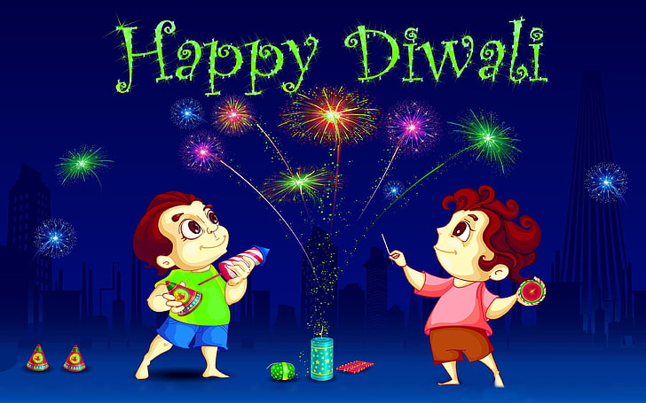 Happy Diwali Celebration With Fireworks Animated Hd Wallpaper For Desktop 3840×2400, HD wallpaper