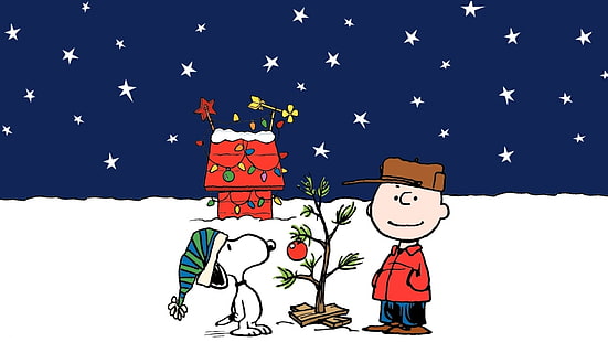 براون ، تشارلي ، عيد الميلاد ، كاريكاتير ، الفول السوداني ، سنوبي، خلفية HD HD wallpaper