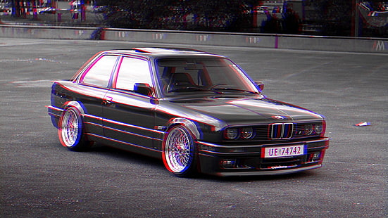 anaglyphe 3D, voiture, BMW, BMW E30, Fond d'écran HD HD wallpaper