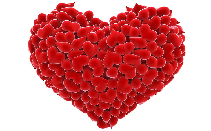 red heart illustration, heart, red, hearts, love, HD wallpaper