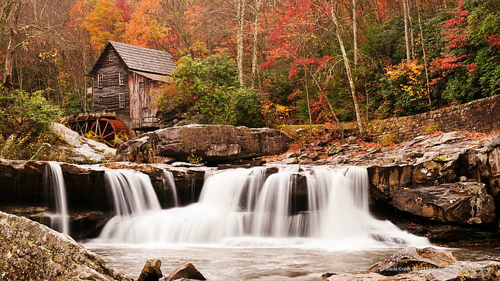 Glade Creek Grist Mill, Babcock S.P., West Virginia, Fall, Sfondo HD