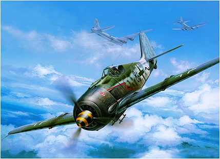 зелено-черный листопад, Вторая мировая война, fw 190, Фокке-Вульф, Люфтваффе, Германия, самолет, военный, самолет, военный самолет, HD обои HD wallpaper