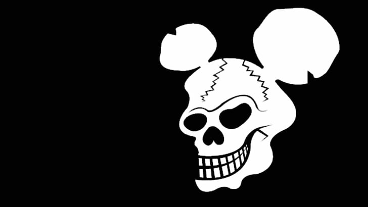 human skull Mickey Mouse illustration, fixmer mccarthy, skull, mouse, ears, smile, HD wallpaper