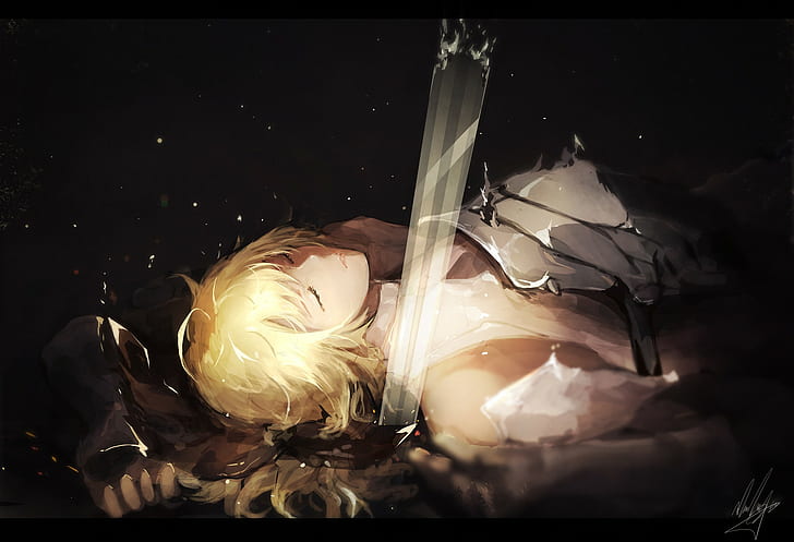 FateStay Night: Unlimited Blade Works, Saber Lily, Saber, solo, chicas anime, Fondo de pantalla HD