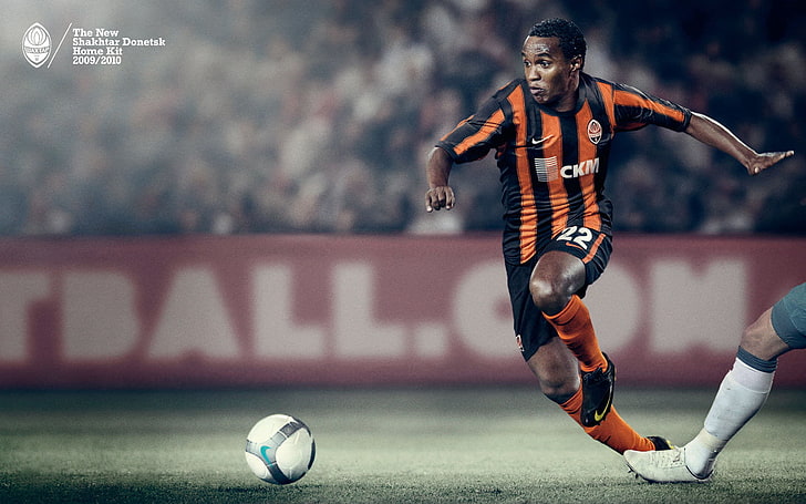 Luiz Adriano, men's orange and black jersey with text overlay, Sports, Football, HD wallpaper