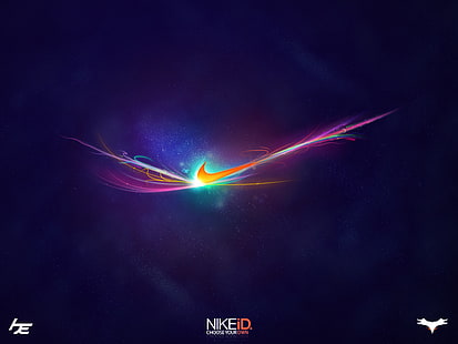 Nike, célèbre marque de sport, logo, design, rayons colorés, nike, célèbre marque de sport, logo, design, rayons colorés, Fond d'écran HD HD wallpaper