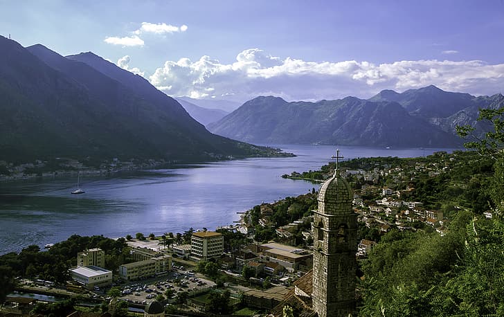 pegunungan, panorama, Teluk, Montenegro, Ke, Teluk Kotor, Kotor, punggungan Lovcen, Teluk Kotor, Lovcen, Wallpaper HD