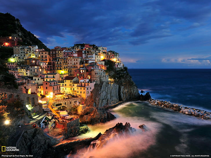 National Geographic, İtalya, Cinque Terre, Manarola, HD masaüstü duvar kağıdı