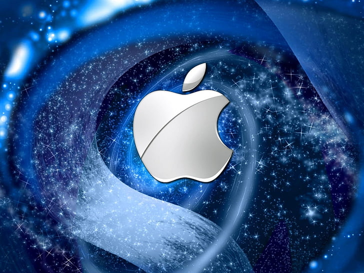 Galaxy Apple, Apple-logotyp, Datorer, Apple, blå, galax, HD tapet