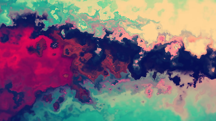 rote, schwarze und rosa Farbentapete, abstrakte Malerei, abstrakt, psychedelisch, digitale Kunst, Farbspritzer, Malerei, Formen, bunt, Grafik, HD-Hintergrundbild