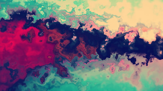 wallpaper cat merah, hitam, dan merah muda, lukisan abstrak, abstrak, psychedelic, seni digital, cat splatter, lukisan, bentuk, warna-warni, karya seni, Wallpaper HD HD wallpaper