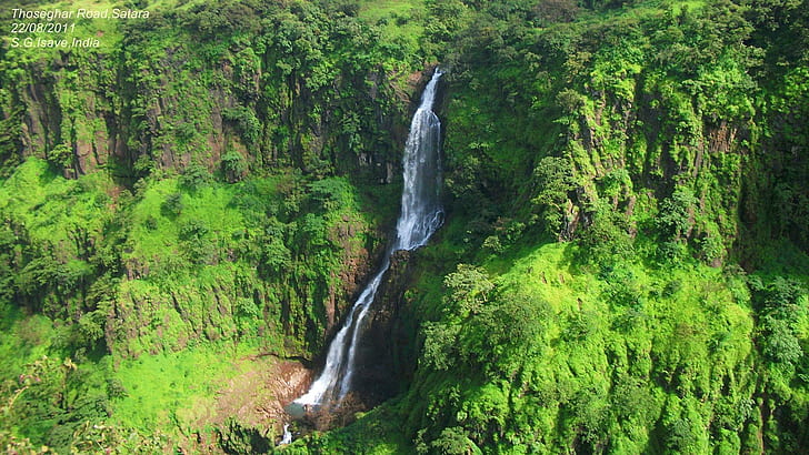 Thoseghar Waterfall, satara, mahabaleshwar, kaas, waterfall, sajjangad, sahydri, thoseghar, incerdible india, pune, 3d and a, Sfondo HD