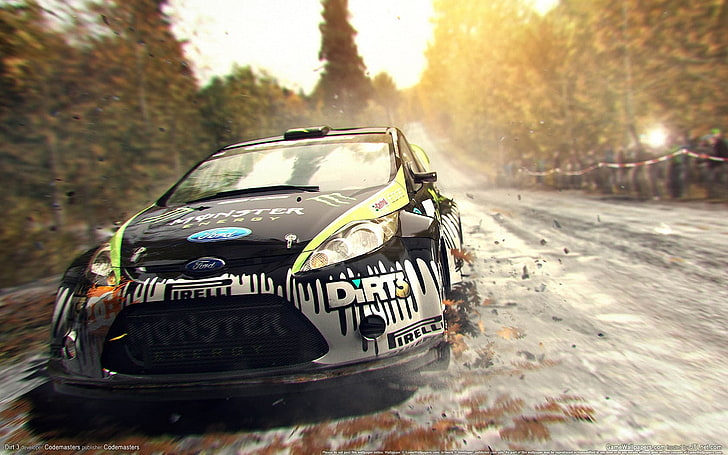 black and white Ford Fiesta, dirt, Ford, rally, dirt 3, HD wallpaper