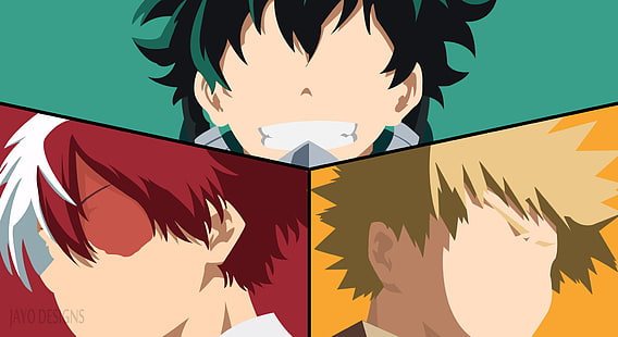 Anime, My Hero Academia, Izuku Midoriya, Katsuki Bakugou, Shoto Todoroki, HD wallpaper HD wallpaper