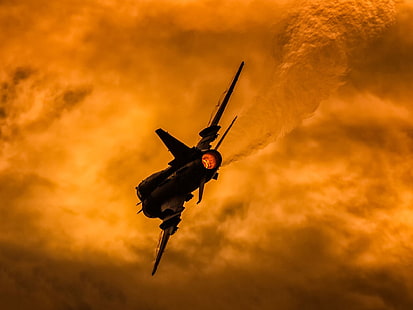 Sunset, The fast and the furious, Fighter-bomber, Su-22, Sukhoi Su-22M4, aeronautica polacca, Su-22M4, Sfondo HD HD wallpaper