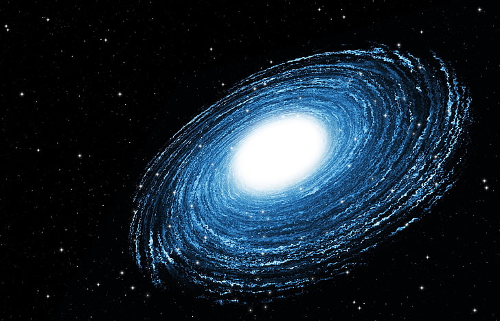 ilustrasi Bima Sakti, fiksi ilmiah, biru, galaksi, Wallpaper HD