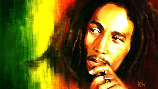 Bob Marley Malerei, Berühmtheit, Bob Marley, Männer, HD-Hintergrundbild HD wallpaper
