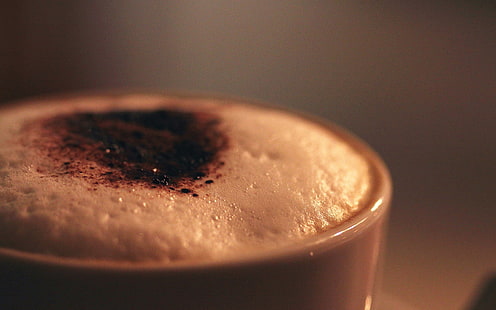 caneca de café em cerâmica branca, fotografia, macro, café, bebida, HD papel de parede HD wallpaper