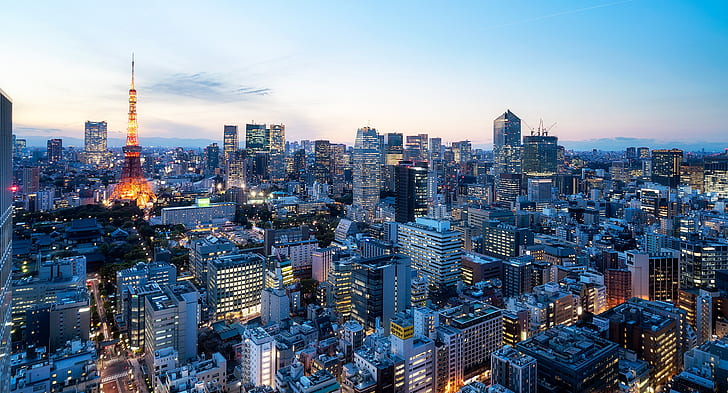 도시, 도쿄, 건물, 도시, 도시 풍경, 일본, 스카이 스크 래퍼, 도쿄 타워, HD 배경 화면