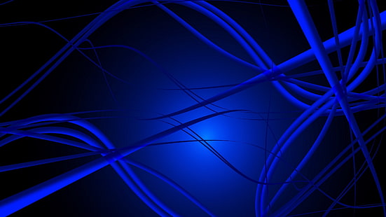 3d, blu, plesso, connessioni, frattale, linee, arte frattale, grafica, Sfondo HD HD wallpaper