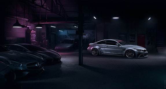 темно, автомобиль, суперкар, бмв, мерседес бенц, ламборджини, HD обои HD wallpaper