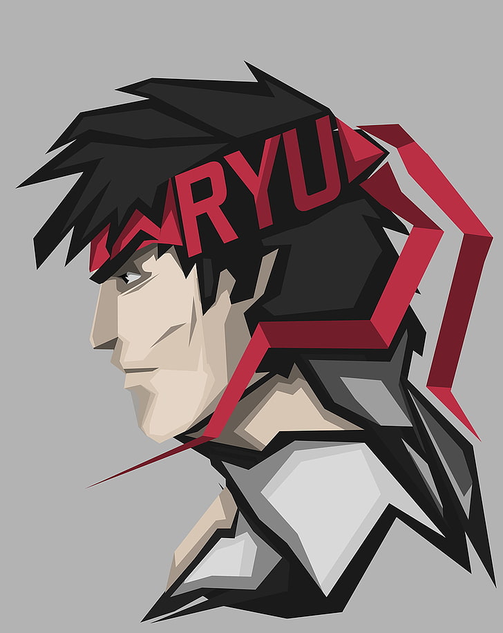 Ryu (Straßenkämpfer), Straßenkämpfer, Capcom, grauer Hintergrund, HD-Hintergrundbild, Handy-Hintergrundbild