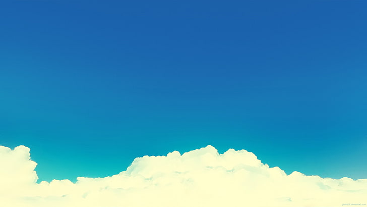 облаци, рисуване, облаци, минимализъм, HD тапет