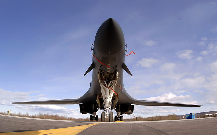 низкоугловая фотография моноплана, самолета, Rockwell B-1 Lancer, боевых самолетов, HD обои