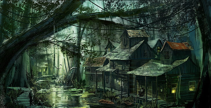 fantasy art, swamp, HD wallpaper