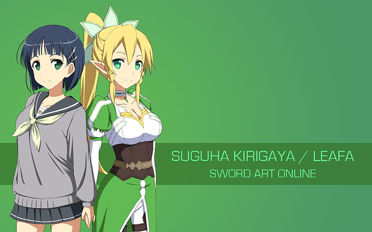 Sword Art Online, garotas de anime, Kirigaya Suguha, Leafa (Sword Art Online), HD papel de parede