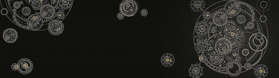회색과 검은 색 꽃 무늬 벽지, 추상, 다중 디스플레이, HD 배경 화면 HD wallpaper