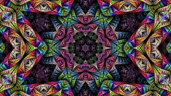 Psychédélique, fractales, coloré, abstrait, psychédélique, fractales, coloré, Fond d'écran HD HD wallpaper