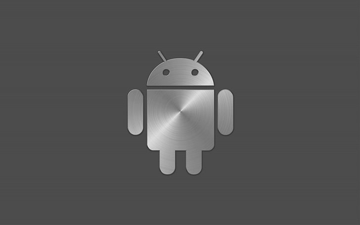 gris logo Android, android, acier, gris, blanc, Fond d'écran HD