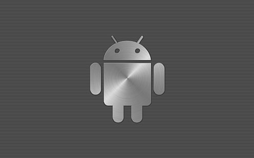 серый логотип Android, андроид, сталь, серый, белый, HD обои HD wallpaper