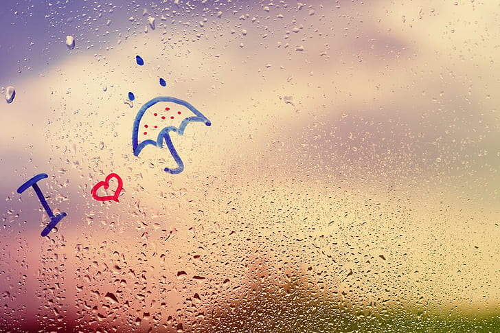 Rain, love, window, water drops, umbrella, HD wallpaper | Wallpaperbetter