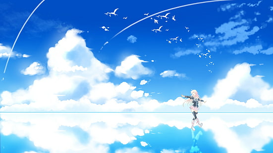 meninas do anime, Vocaloid, IA (Vocaloid), nuvens, HD papel de parede HD wallpaper