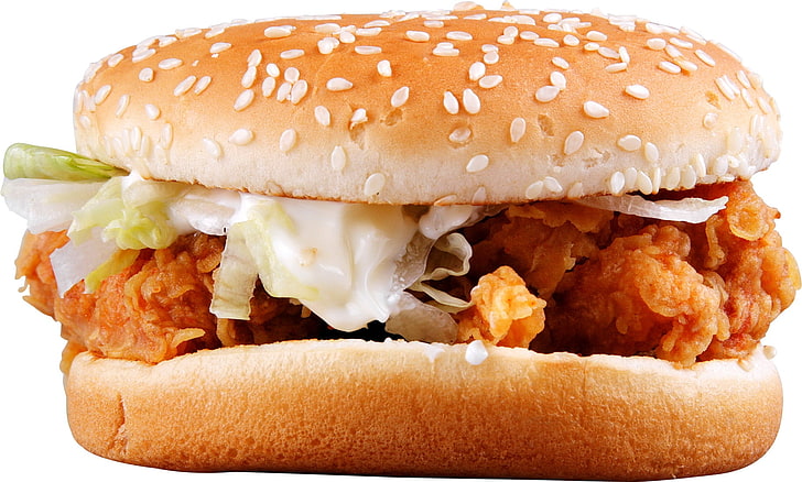 hamburger ayam, keju, daging, roti, rempah-rempah, Wallpaper HD