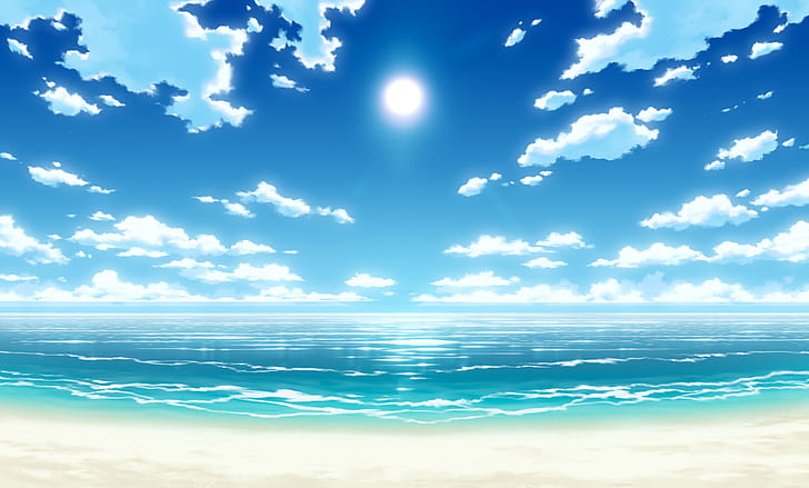 Fairytail lumière, oeuvre, ciel, soleil, plage, nature, Fond d'écran HD