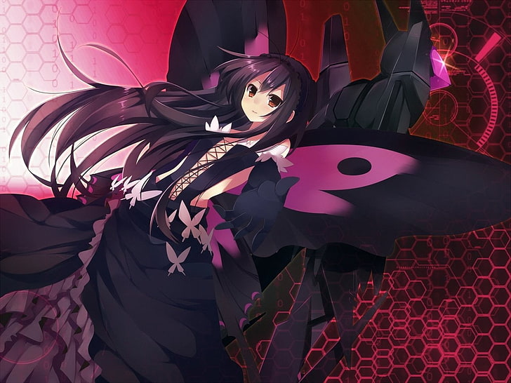 black haired female butterfly anime character digital wallpaper, Anime, Accel World, Black Lotus, Kuroyukihime (Accel World), HD wallpaper