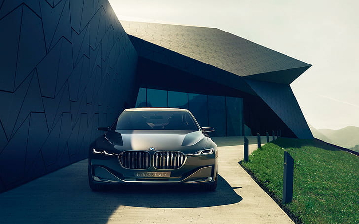 BMW Vision Future Luxury Concept、シルバーBMW Mシリーズ、コンセプト、ビジョン、フューチャー、ラグジュアリー、車、 HDデスクトップの壁紙