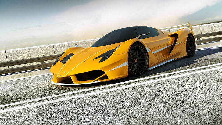 Ferrari LaFerrari, Supersportwagen, gelbe Autos, Ferrari, Fahrzeug, HD-Hintergrundbild